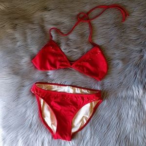 J CREW Red Bikini Set S/XS